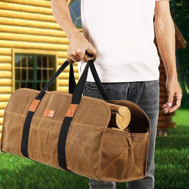 Heavy Duty Durable Large Waxed Canvas Firewood Log Tote from China