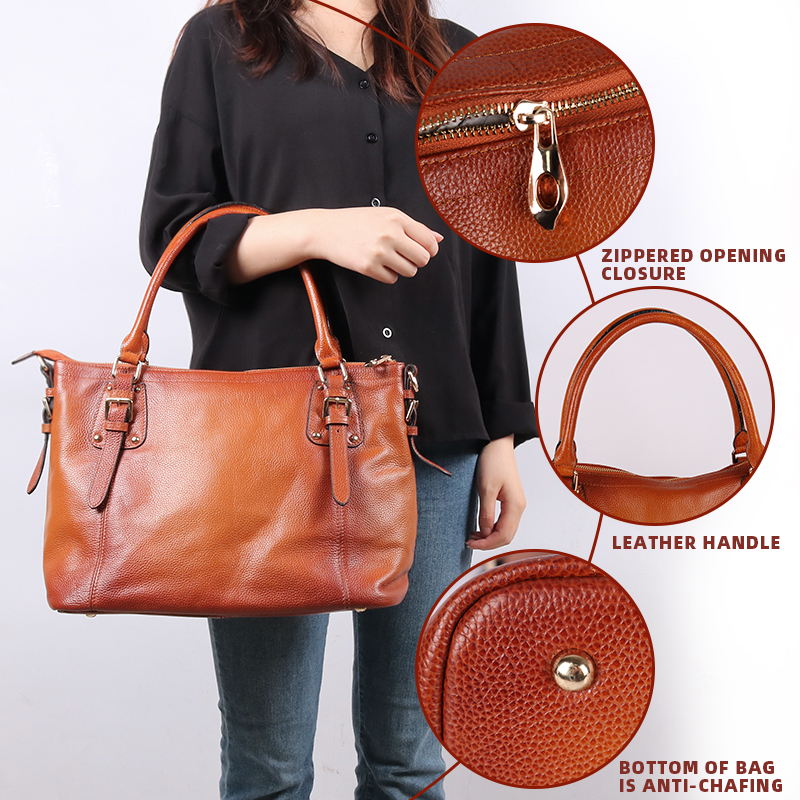 Genuine Leather Handbag Satchel for Women Handmade Customized LOGO Retro Crossbody Top Handle Bag Personalized Purses
